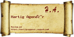 Hartig Agenór névjegykártya
